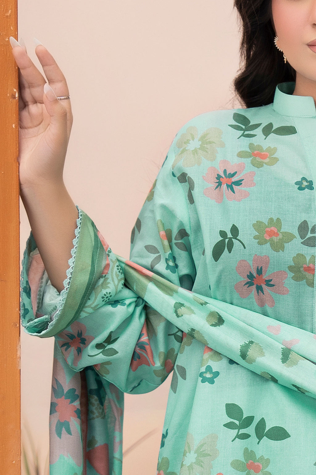 Aqua Green 3 Piece Unstitched Premium Printed Lawn