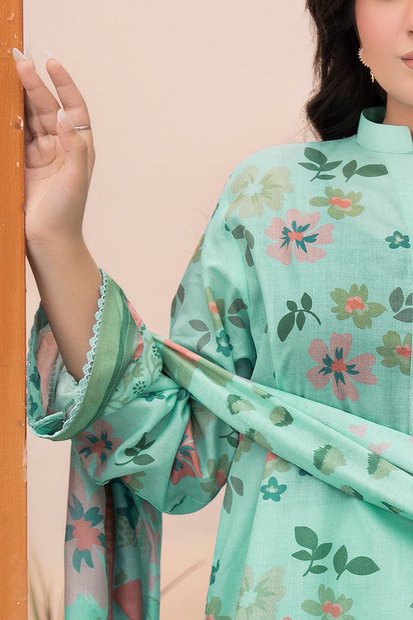 Aqua Green 3 Piece Unstitched Premium Printed Lawn
