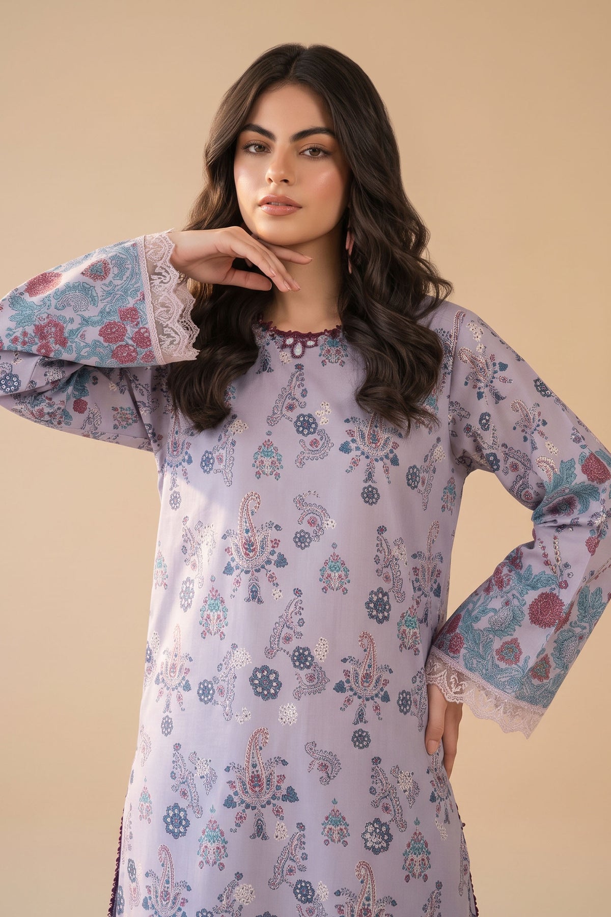 Lavender 2 Piece Unstitched Dyed Embroidered Lawn