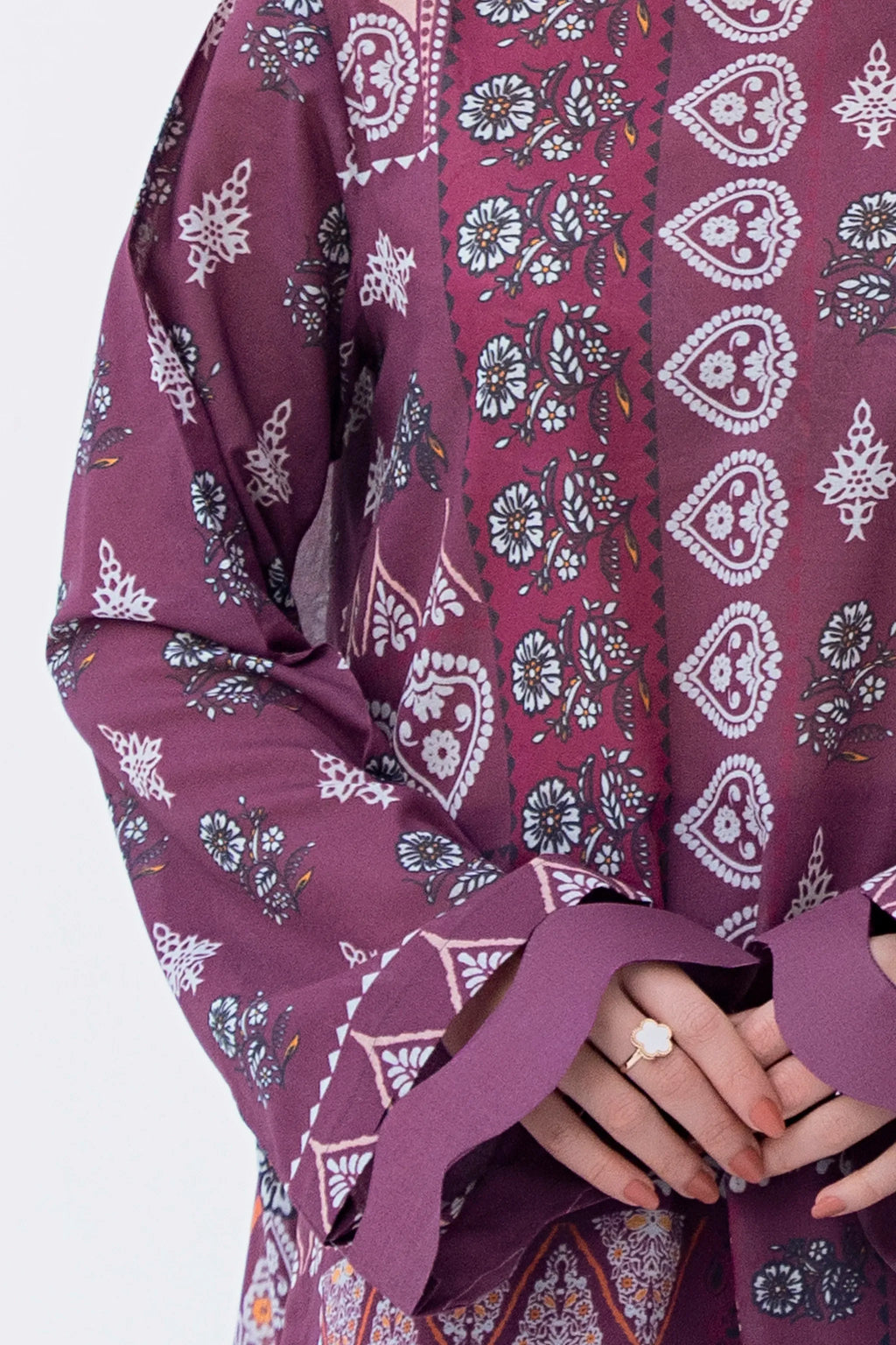 3 Piece Unstitched Tuscan Red Premium Printed Lawn
