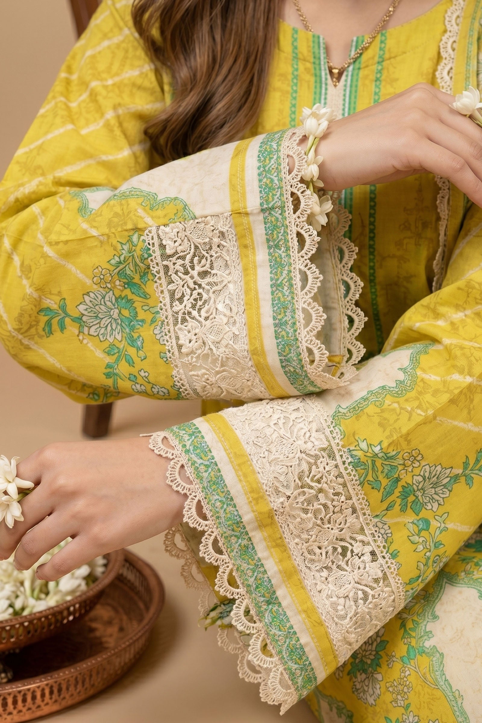 Yellow 3 Piece Unstitched Premium Printed Lawn