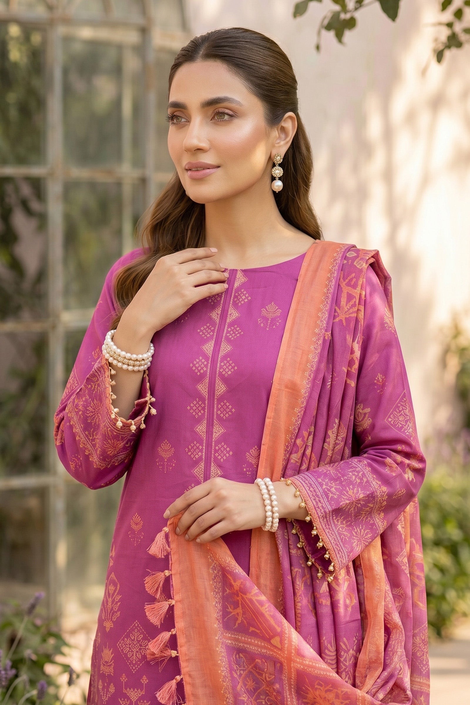 Raspberry 3 Piece Unstitched Premium Printed Lawn