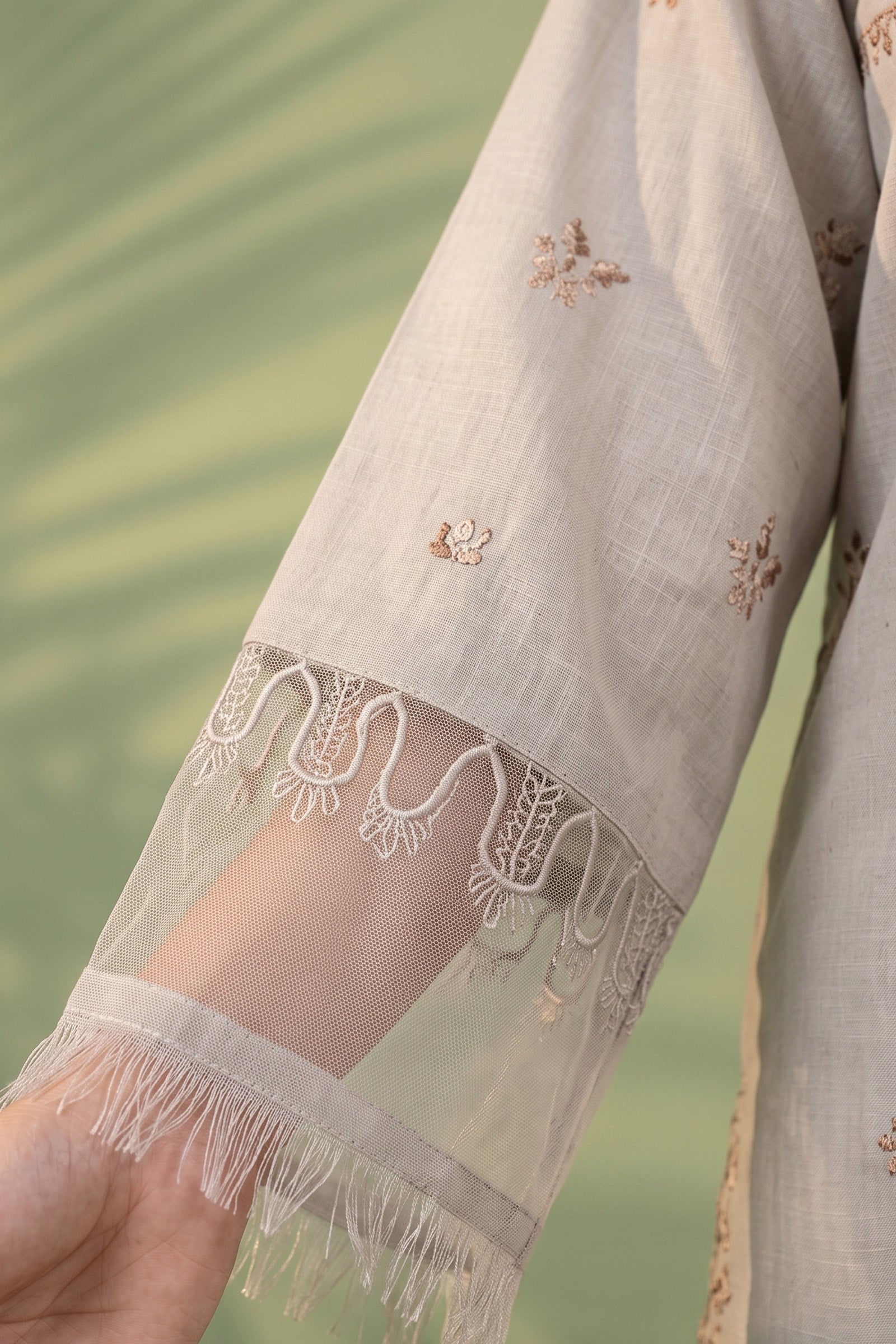 Ivory 2 Piece Unstitched Dyed Embroidered Lawn