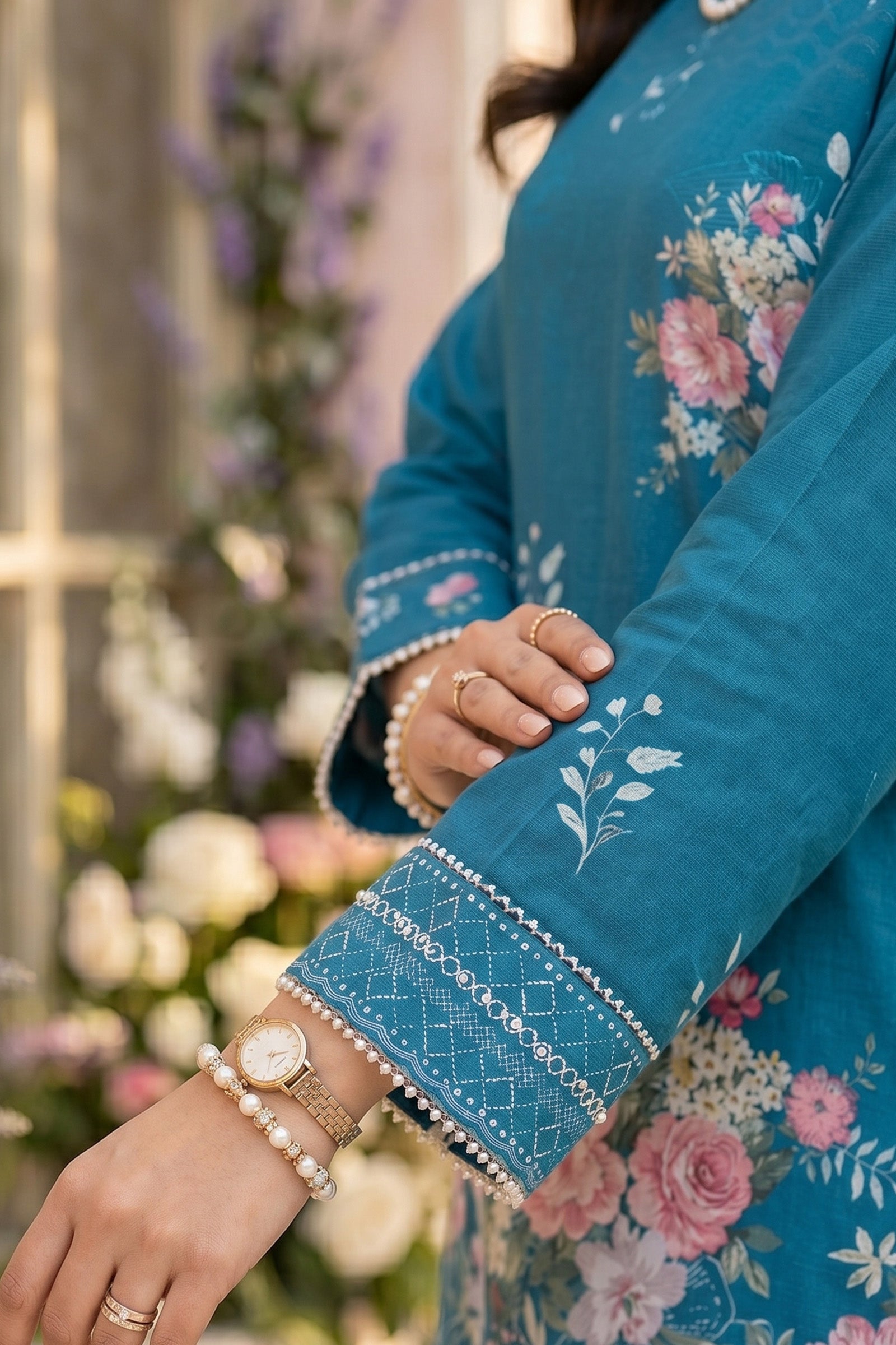 Blue 3 Piece Unstitched Premium Printed Lawn