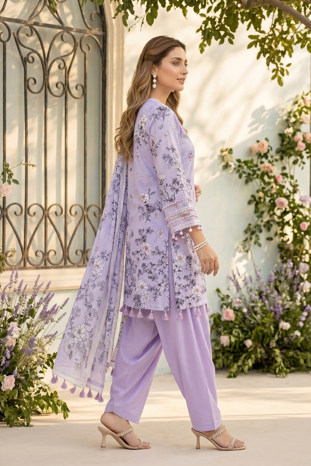 Lavender 3 Piece Unstitched Premium Printed Lawn