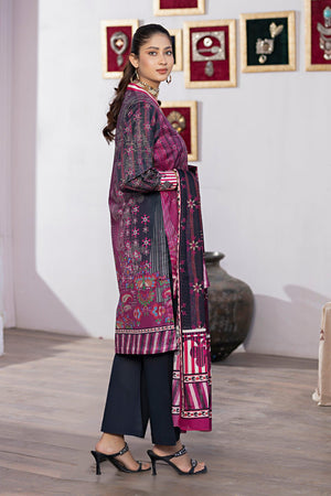 3 Piece Unstitched Plum Printed Lawn - SafaNoor
