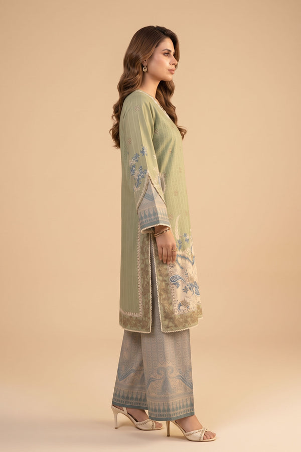 Camouflage Green 2 Piece Unstitched Dyed Embroidered Lawn