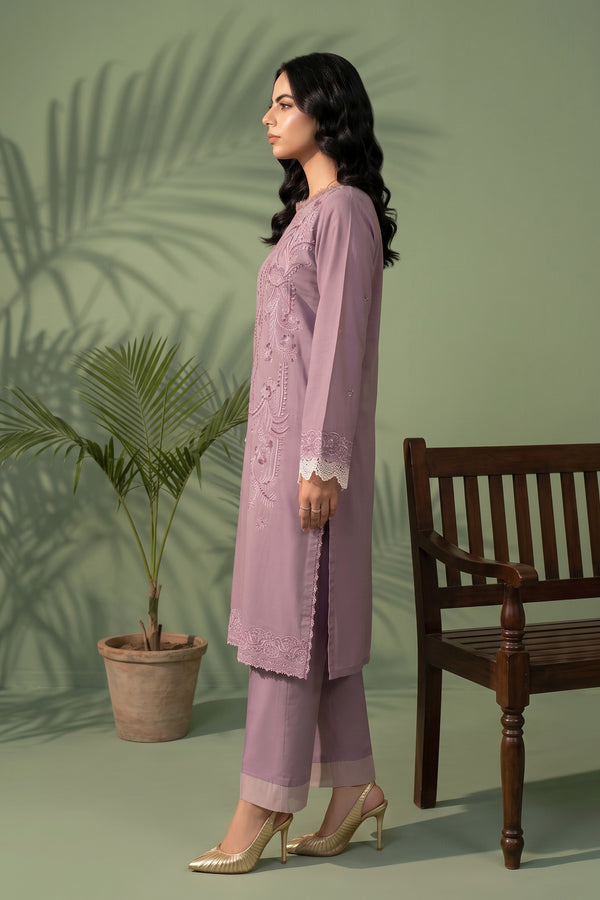 Powder Lilac 2 Piece Unstitched Dyed Embroidered Lawn