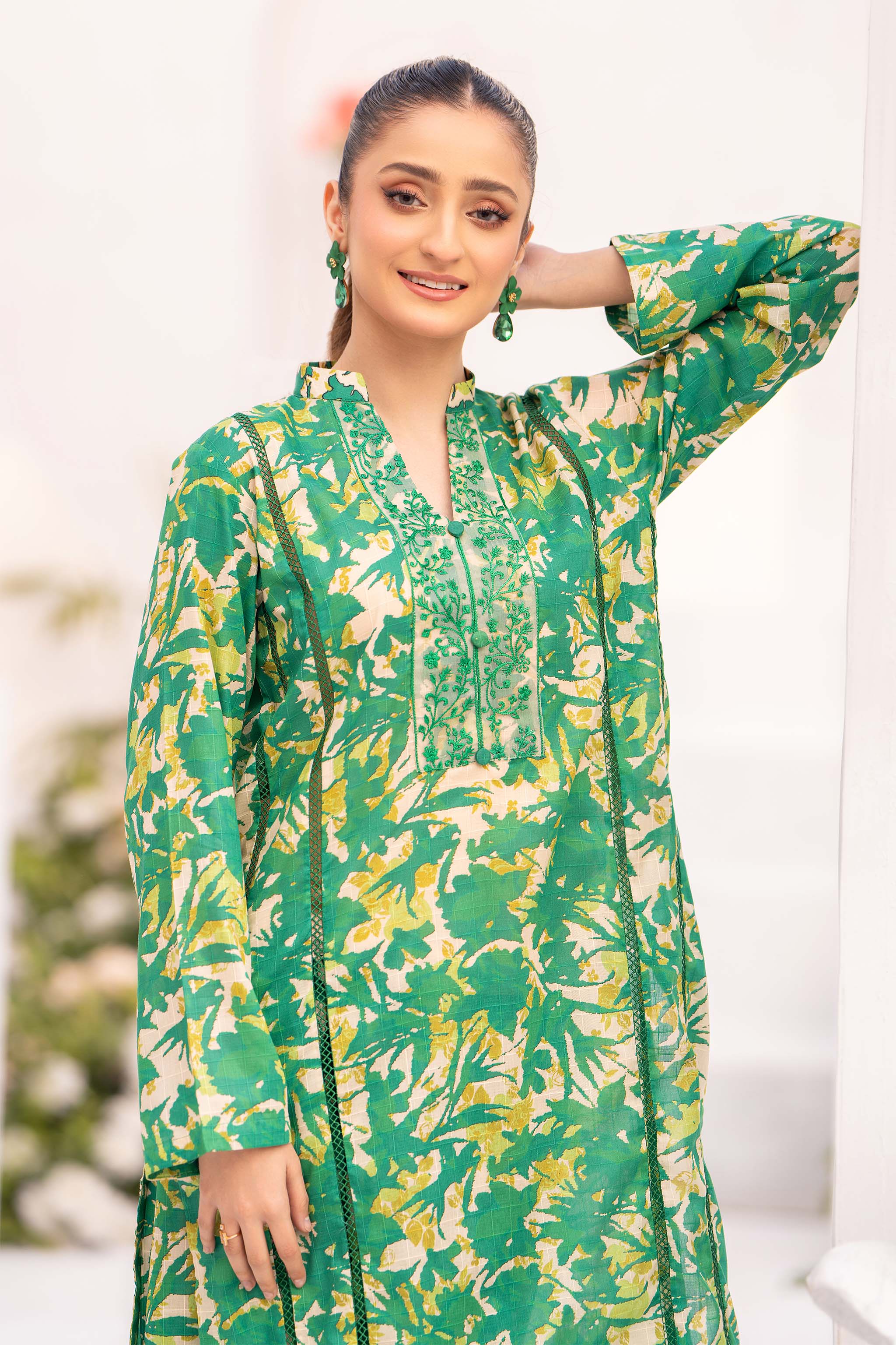 Jugnoo 1pcs unstitched collection digital grid lawn embroidered shirt summer 2024 by safanoor