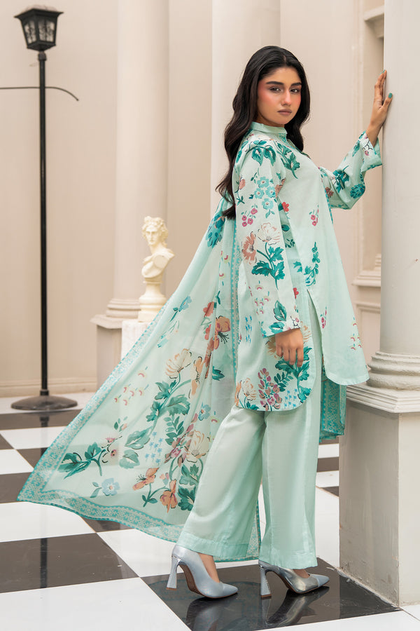 Cambridge Blue 3 Piece Unstitched Premium Printed Lawn