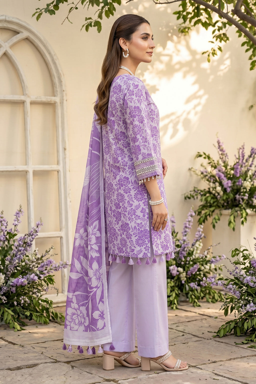 Lavender 3 Piece Unstitched Premium Printed Lawn
