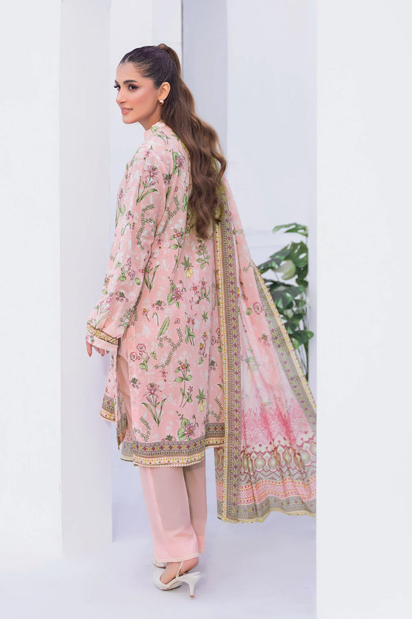 3 Piece Unstitched Pale Chestnut Premium Printed Lawn