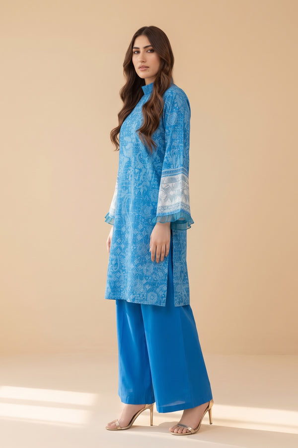 Grid Khaddar Unstitched 1 Piece Blue