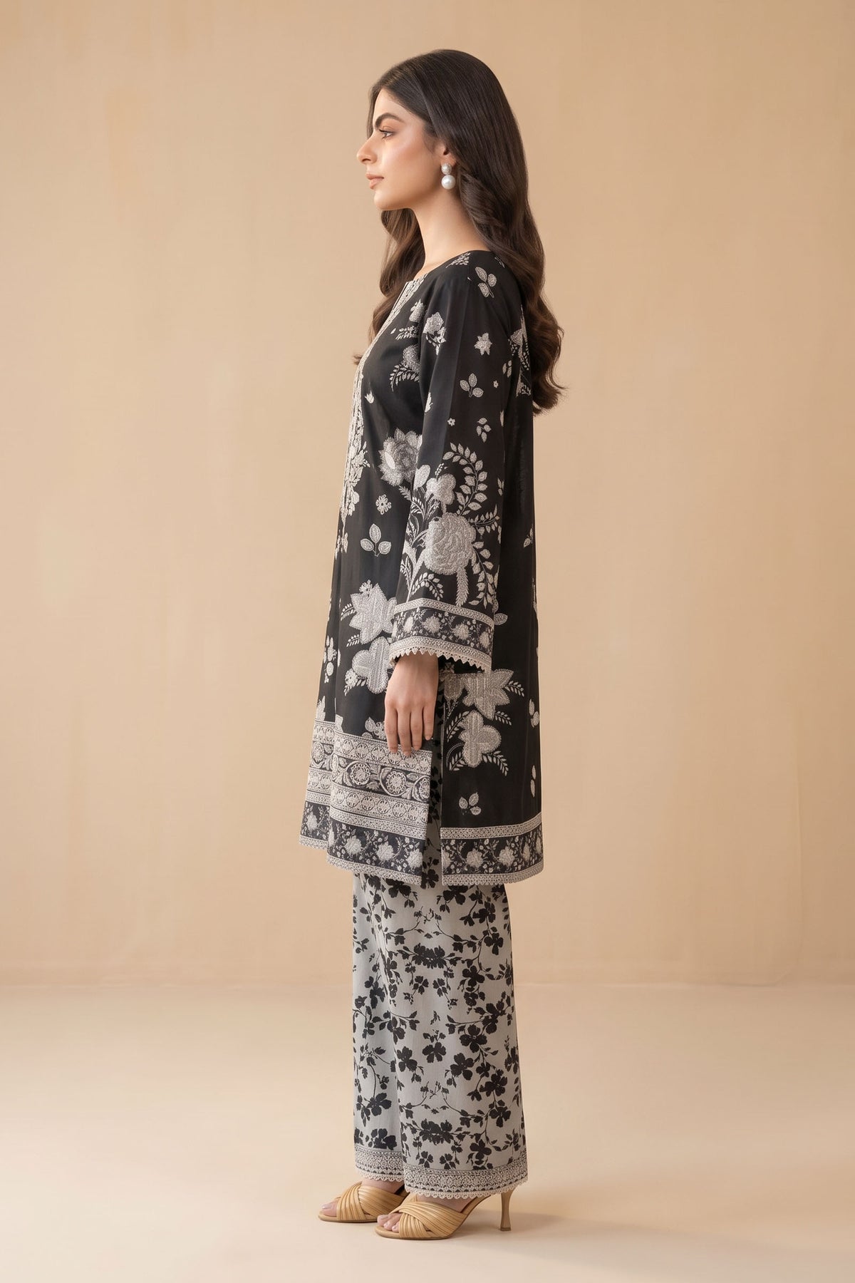 Black 2 Piece Unstitched Dyed Embroidered Lawn
