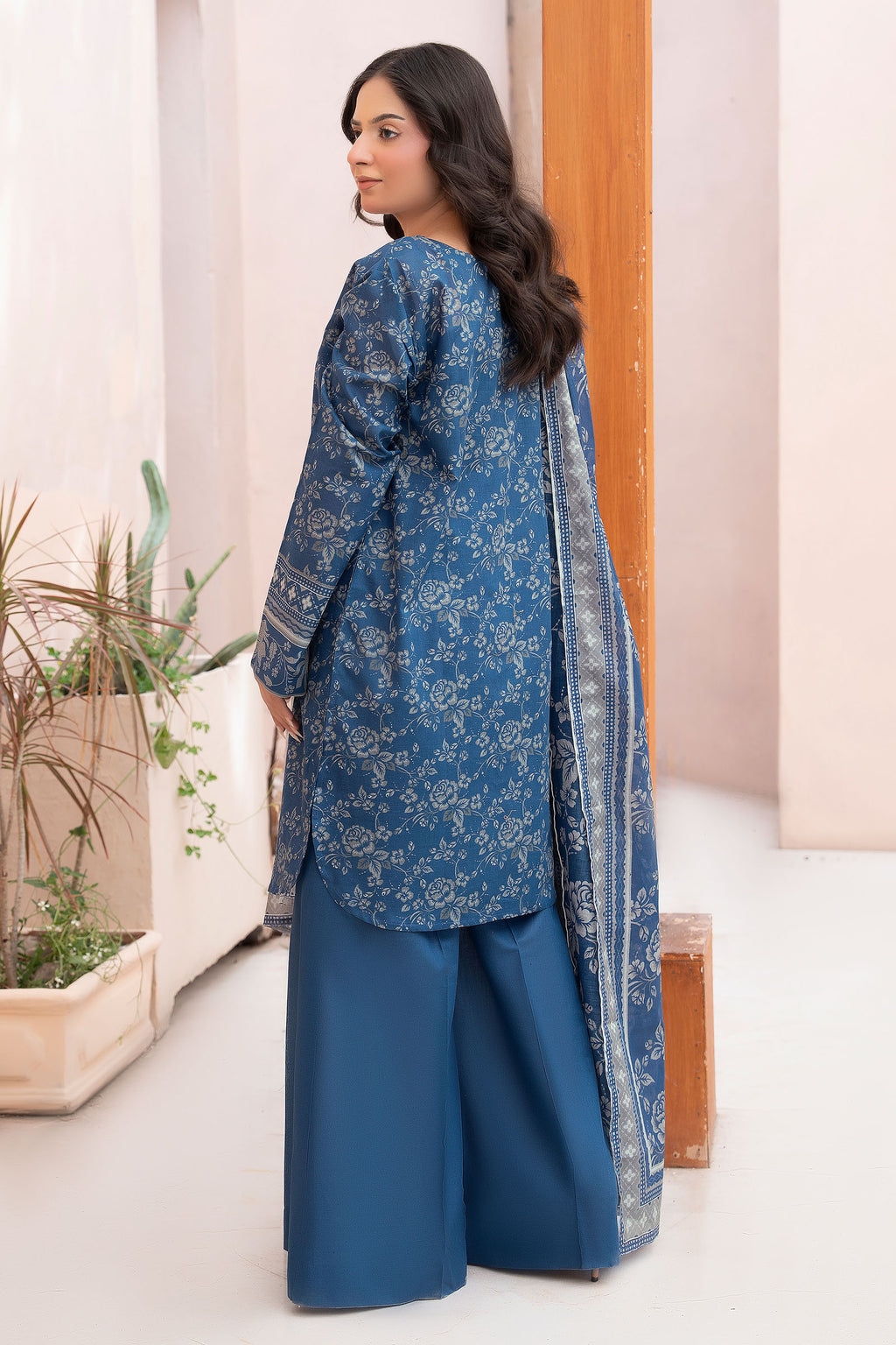 Blue 3 Piece Unstitched Premium Printed Lawn