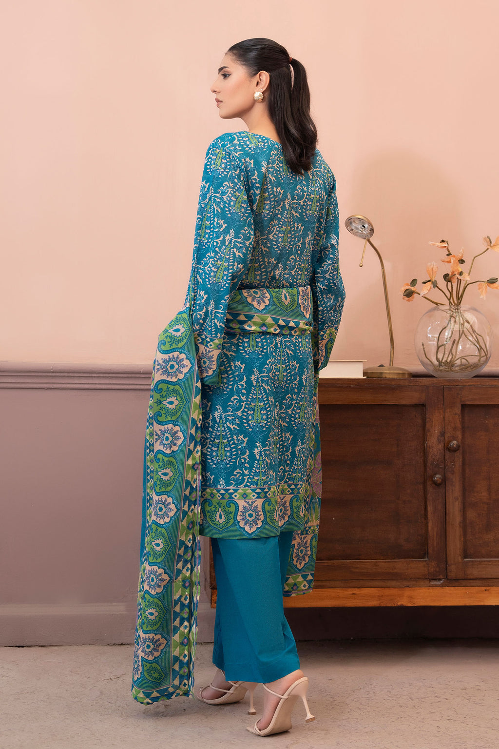 Blue 3 Piece Unstitched Premium Printed Lawn