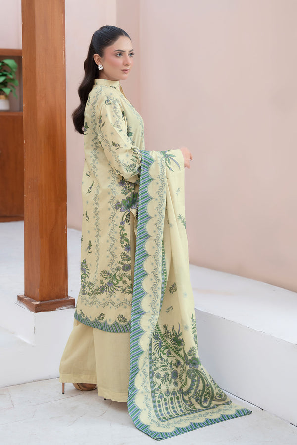 Light Beige 3 Piece Unstitched Premium Printed Lawn