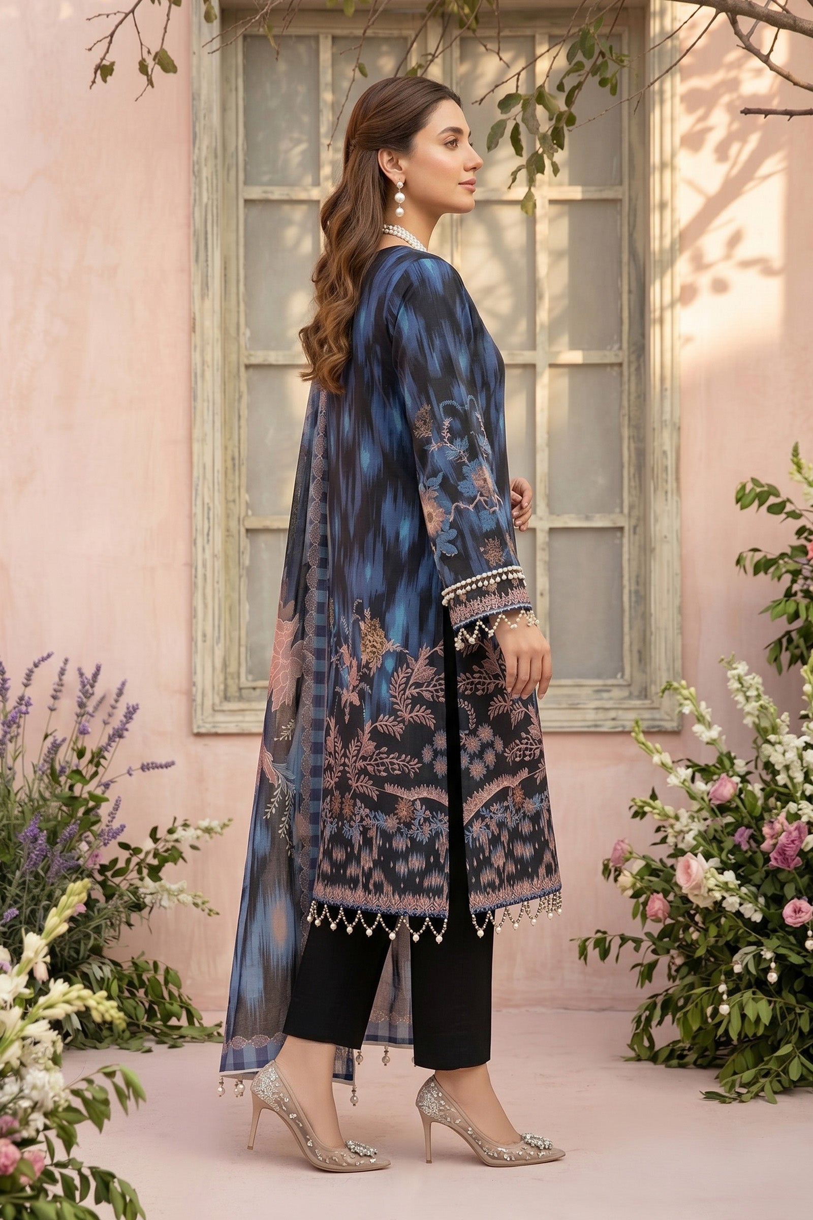 Black 3 Piece Unstitched Premium Printed Lawn