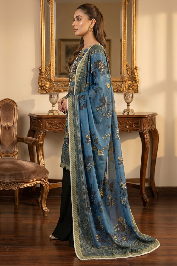 Black 3 Piece Unstitched Premium Printed Lawn