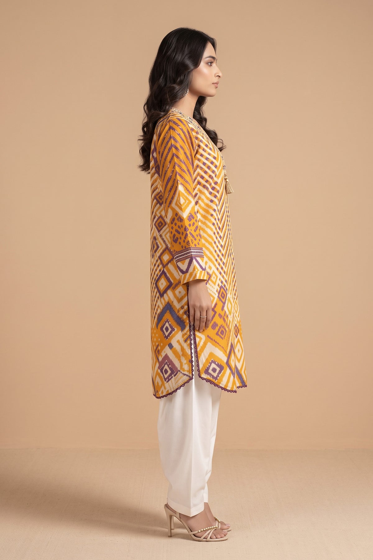Grid Khaddar Unstitched 1 Piece Mustard