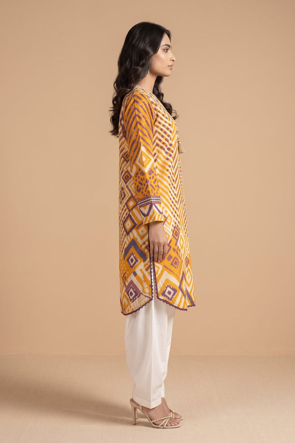 Grid Khaddar Unstitched 1 Piece Mustard