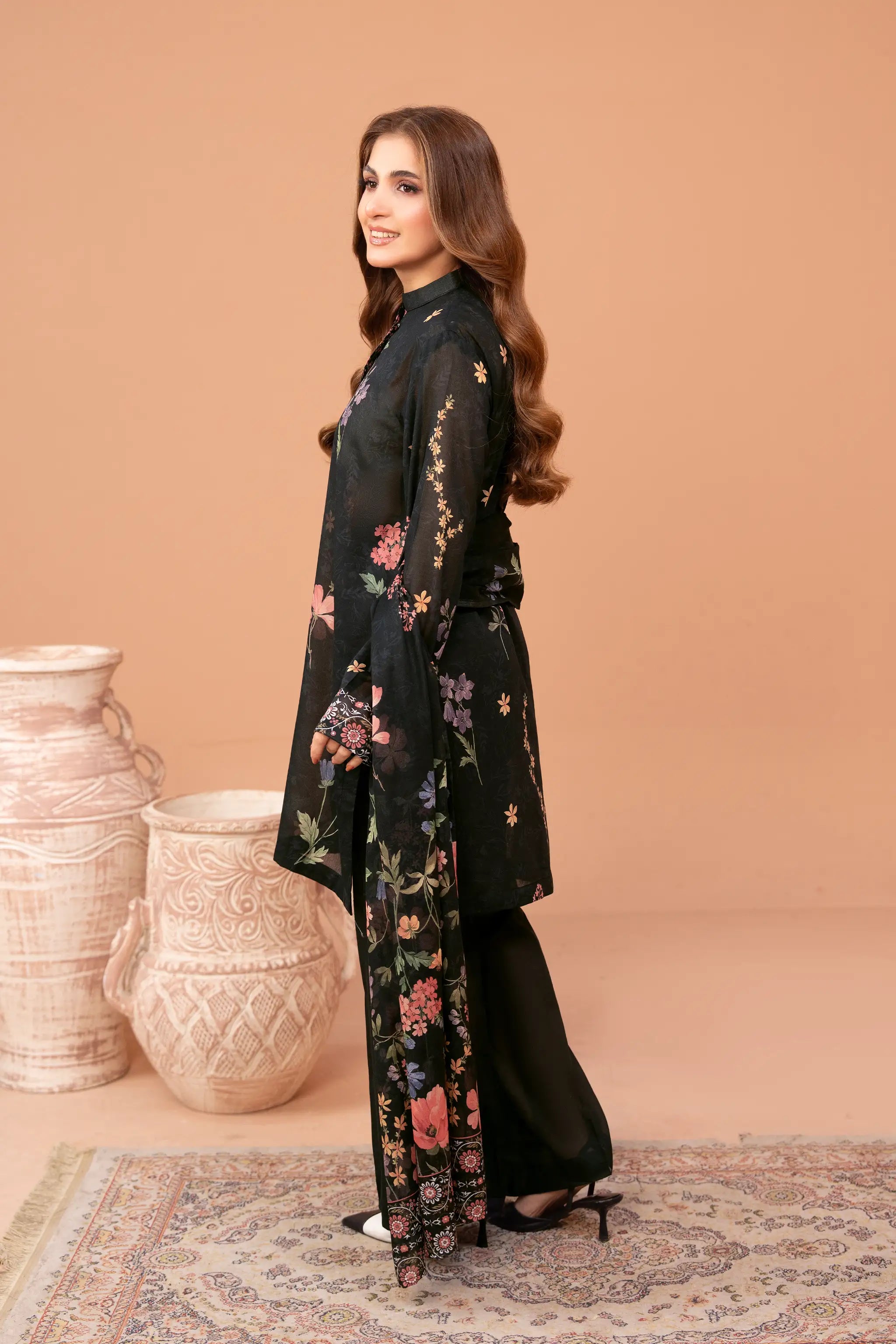 3 Piece Unstitched Black Premium Printed Lawn