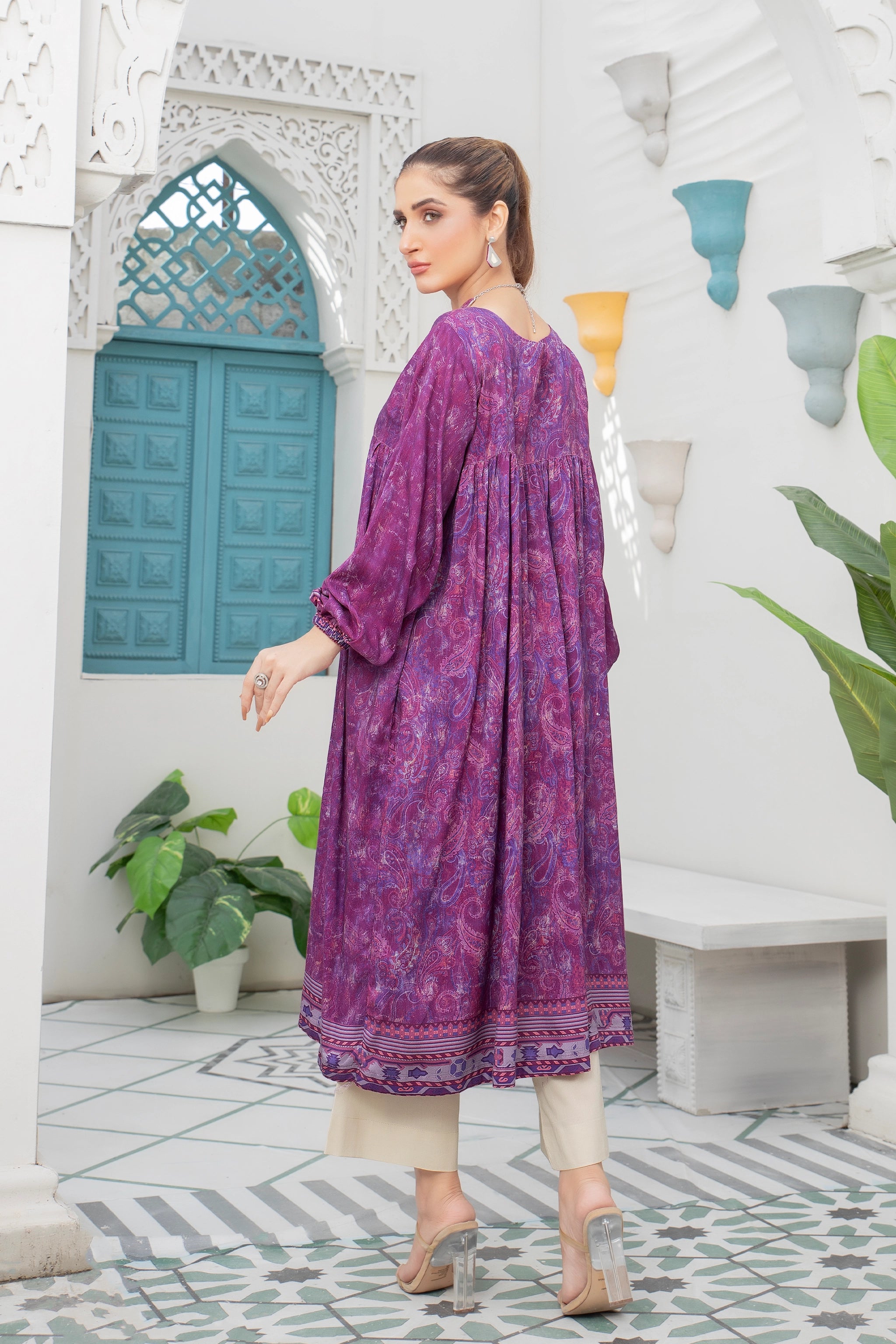 2 piece unstitched Light Plum Twill Marina Suit - safa noor marina collection