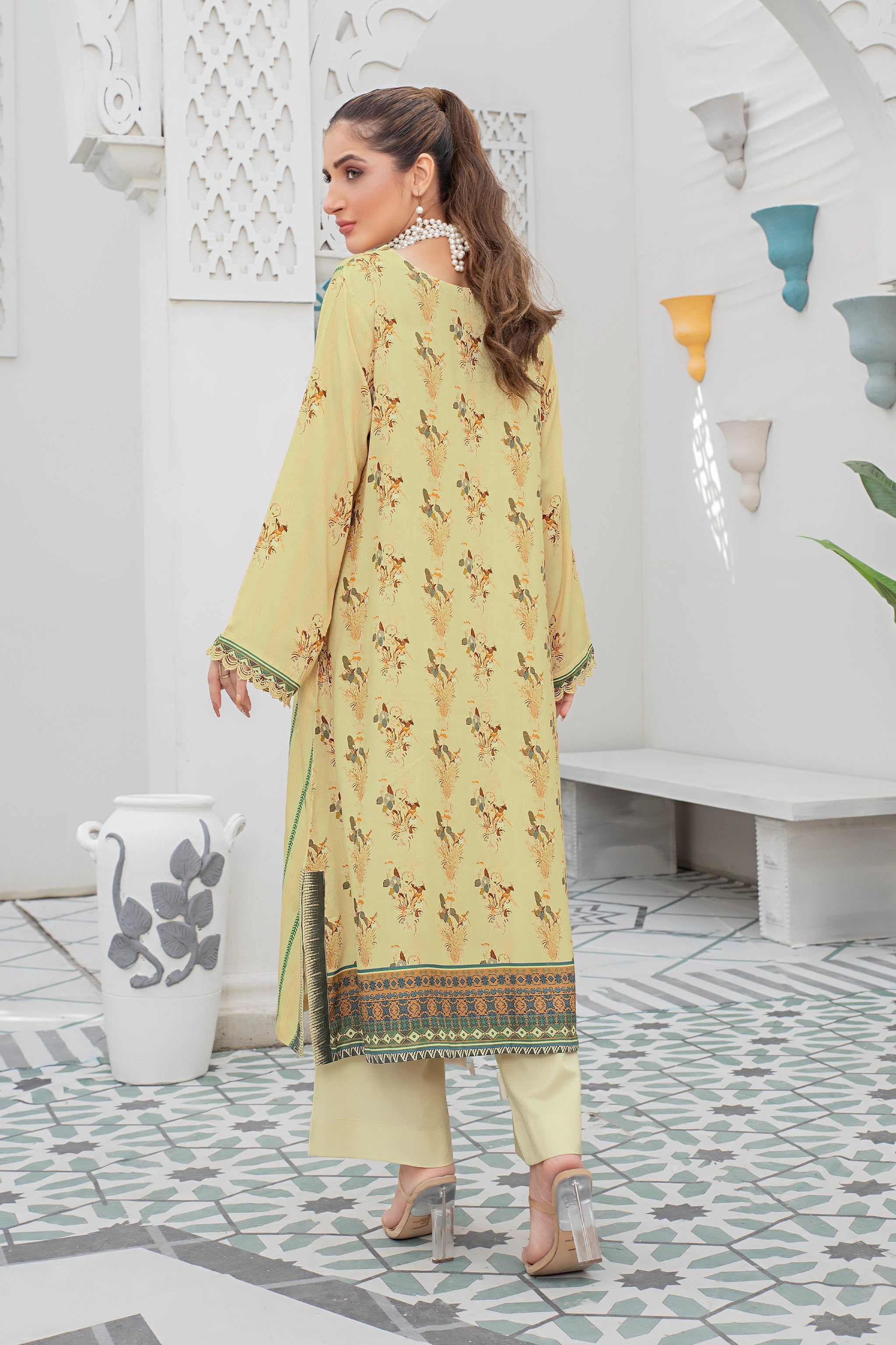 2 piece unstitched Winter Hazel Twill Marina Suit - safa noor marina collection