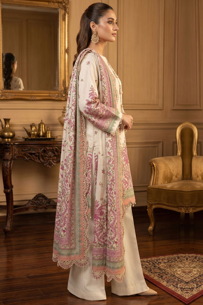 Beige 3 Piece Unstitched Premium Printed Lawn