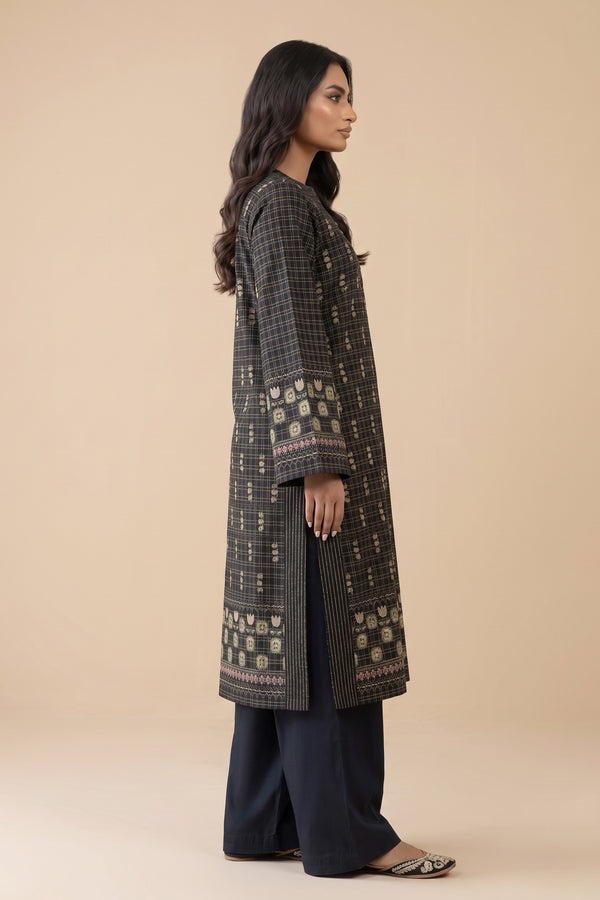 Grid Khaddar Unstitched 1 Piece Navy Blue