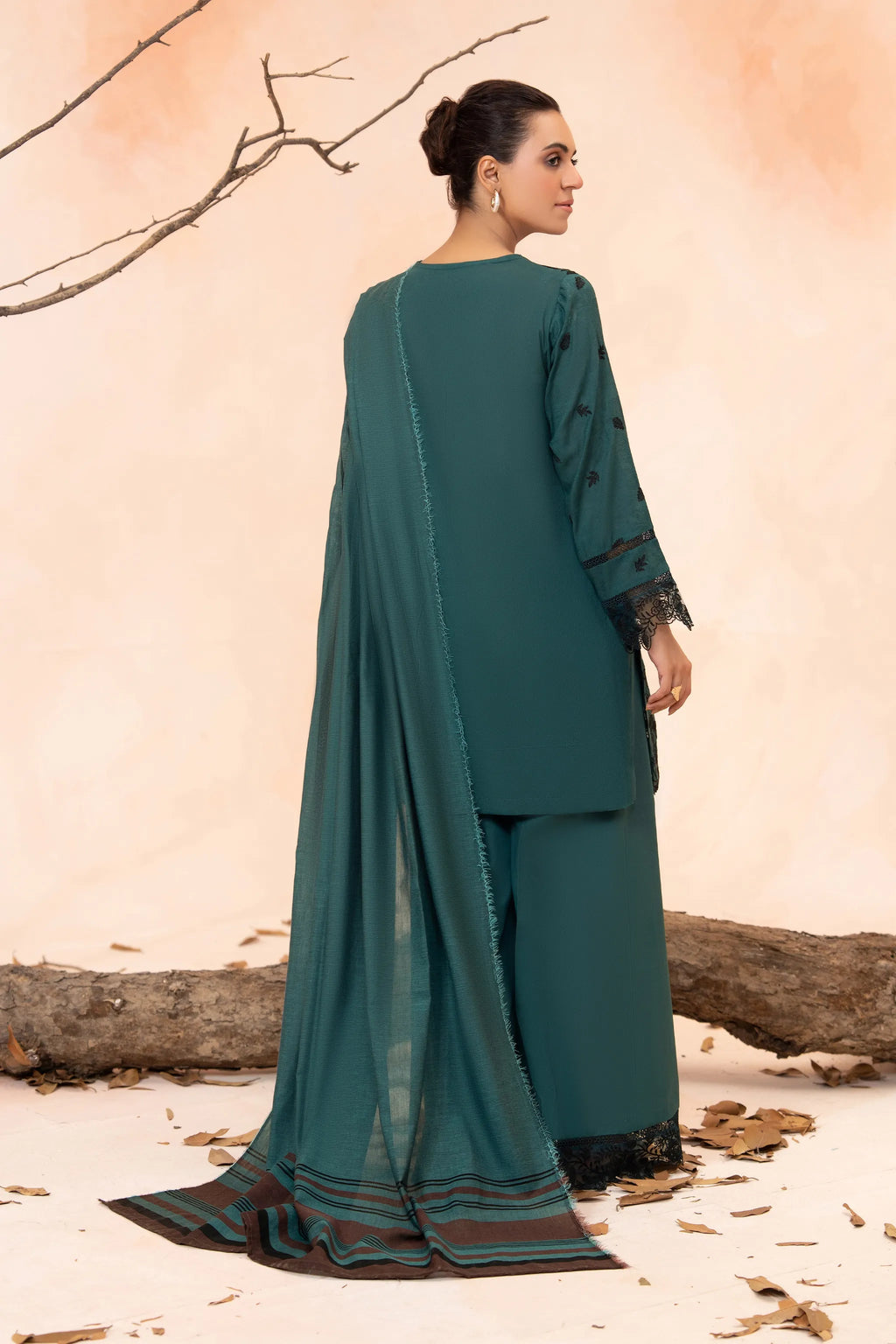 3 Piece Unstitched Midnight Green Premium Emb Jacquard Lawn