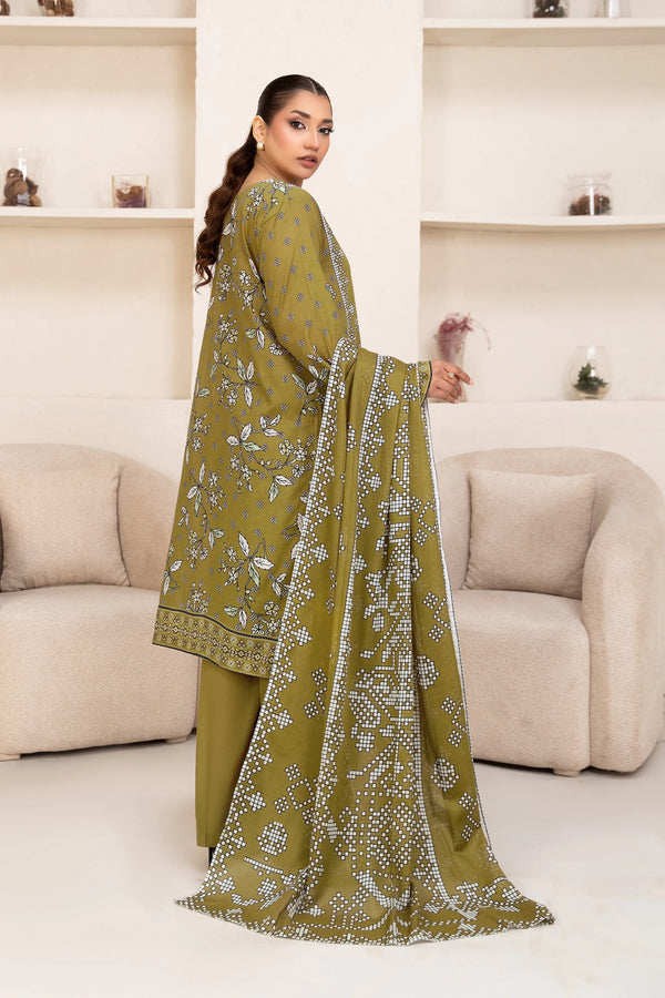 3 Piece Unstitched Brass Premium Printed Lawn