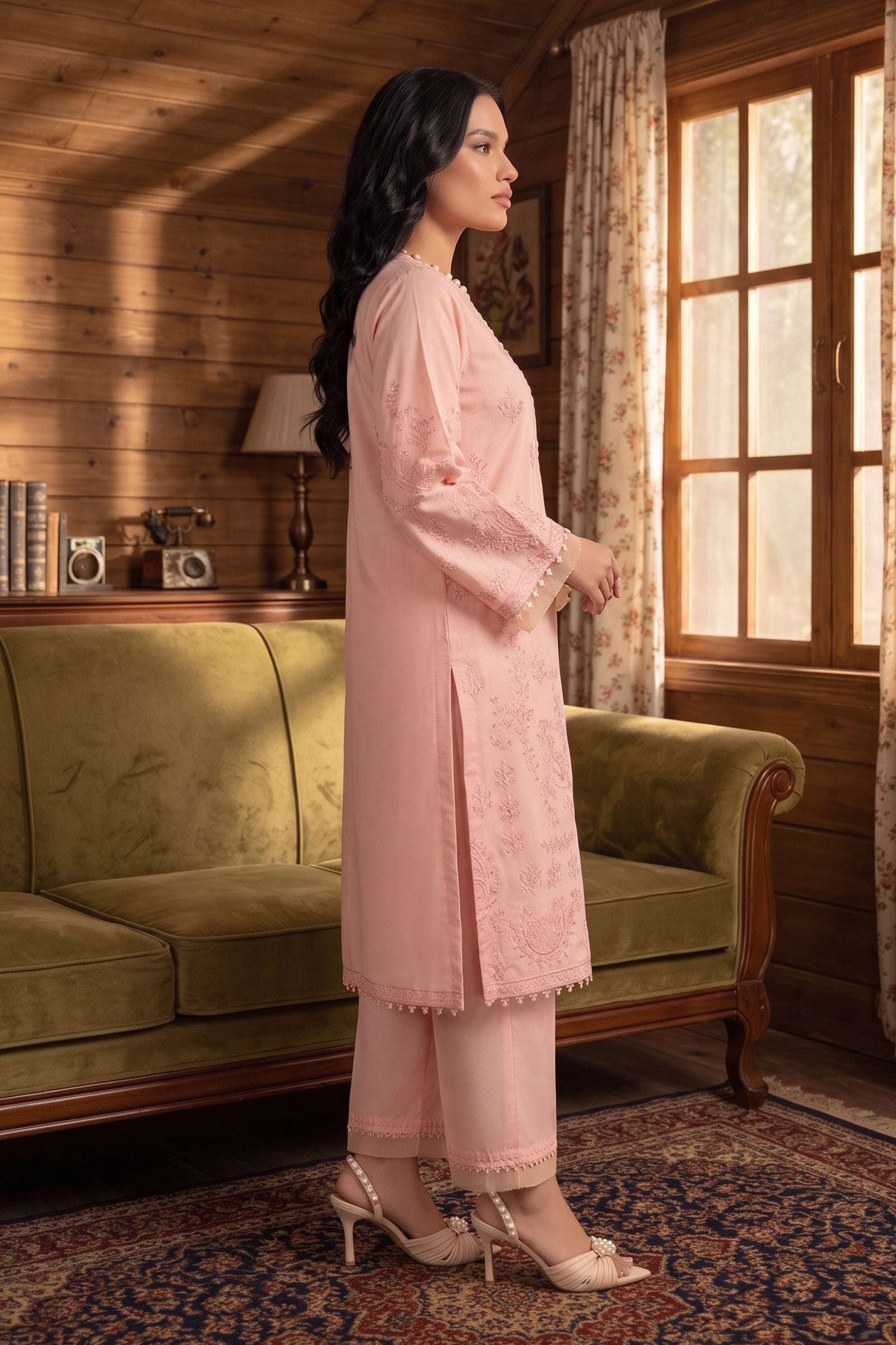 Ruddy Pink 2 Piece Unstitched Dyed Embroidered Lawn