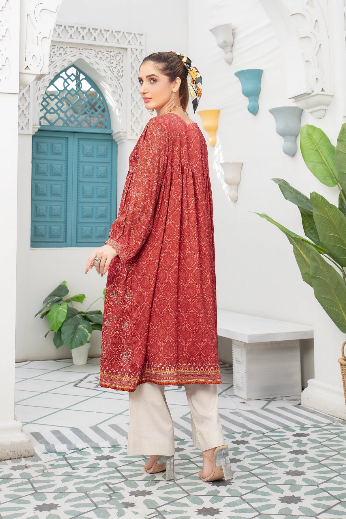 2 piece unstitched Faded Red Twill Marina Suit - safa noor marina collection