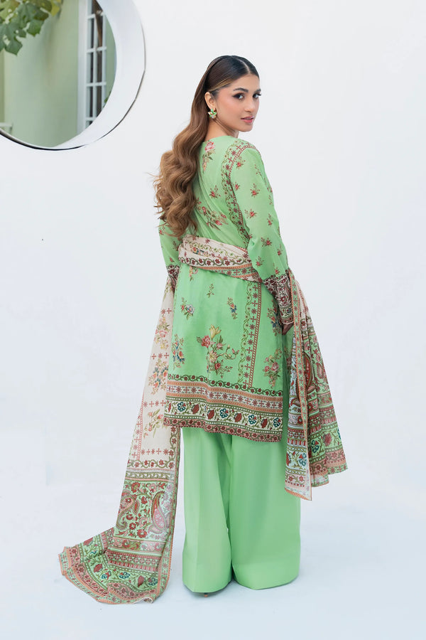3 Piece Unstitched Light Green Premium Printed Lawn