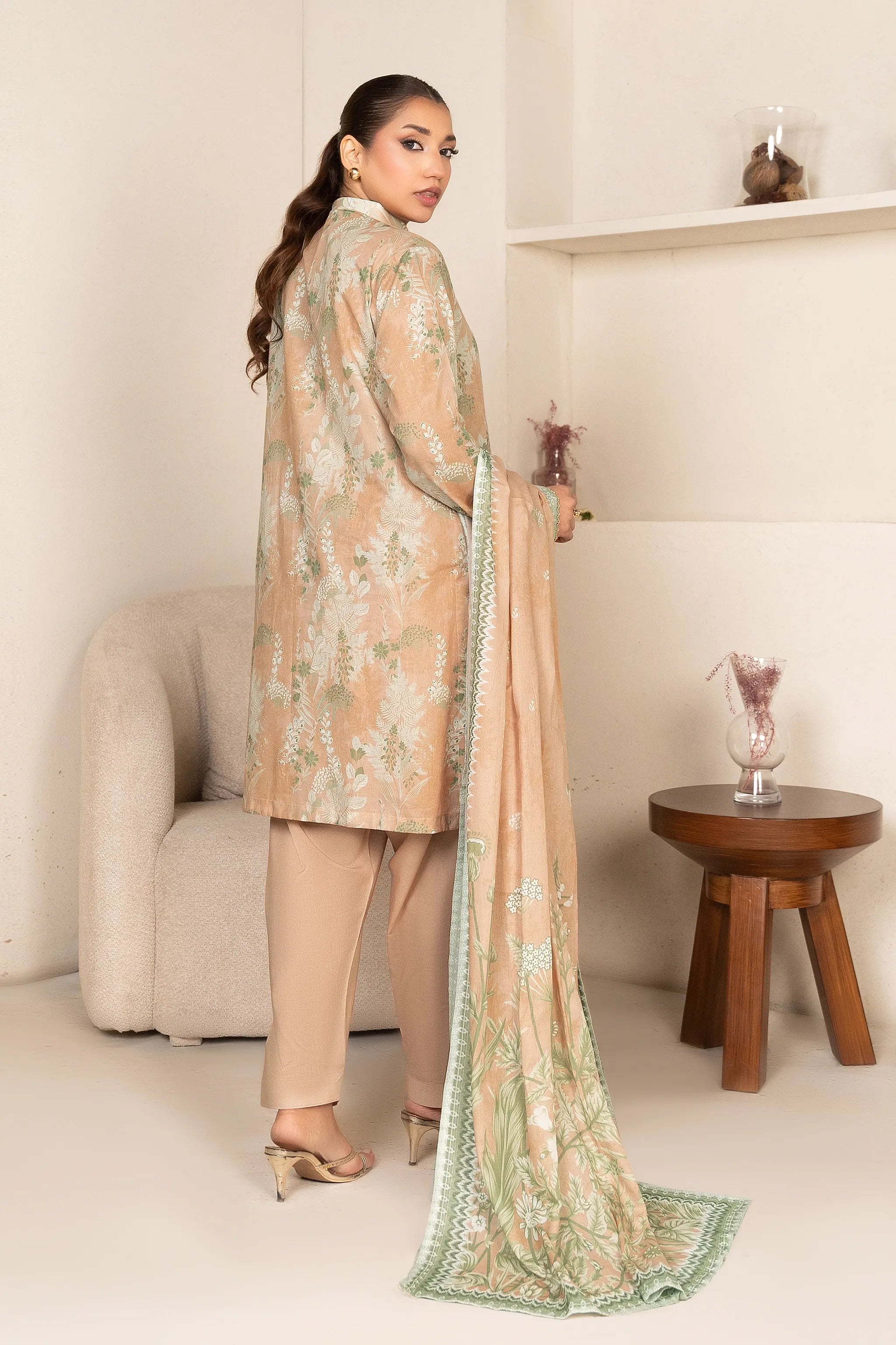 3 Piece Unstitched Desert Sand Premium Printed Lawn