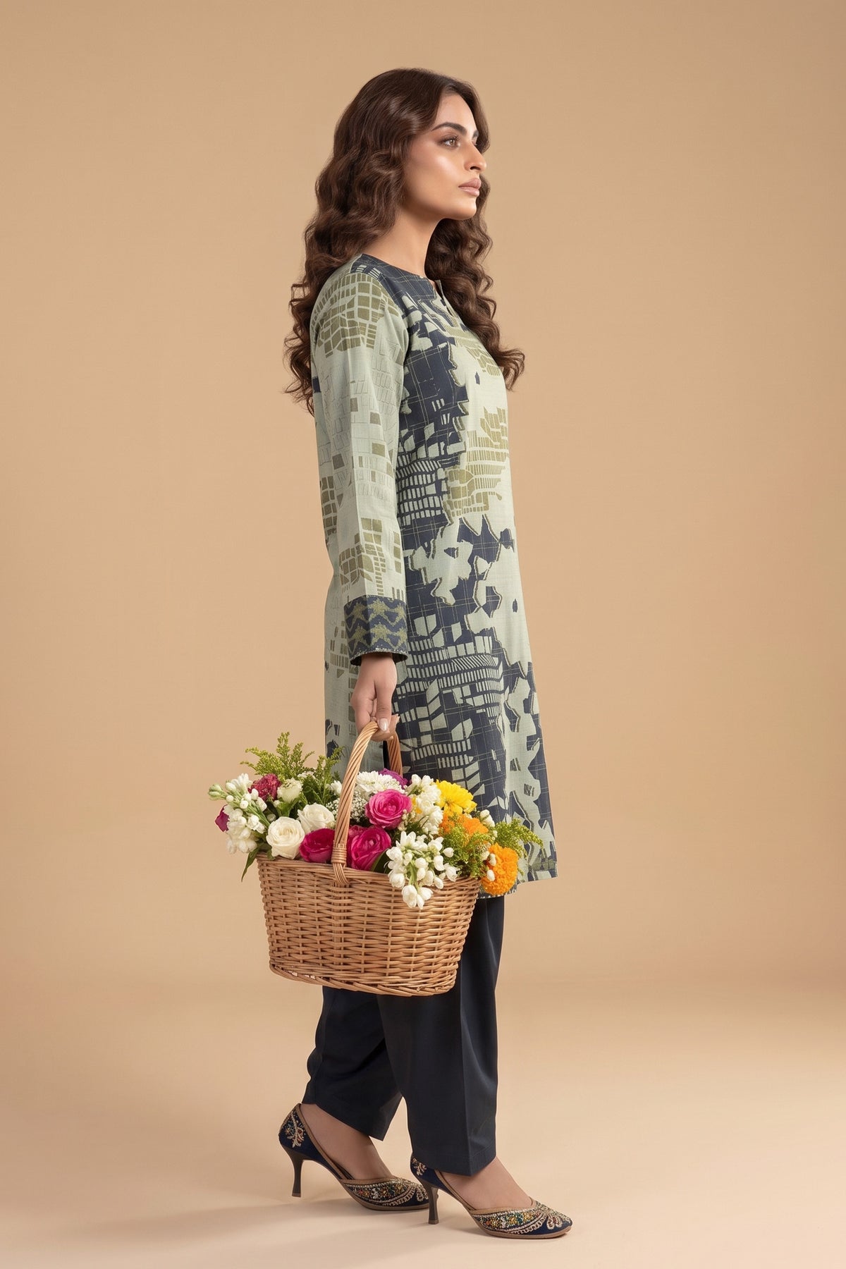 1 PIECE / SHIRT ONLY- GRID KHADDAR