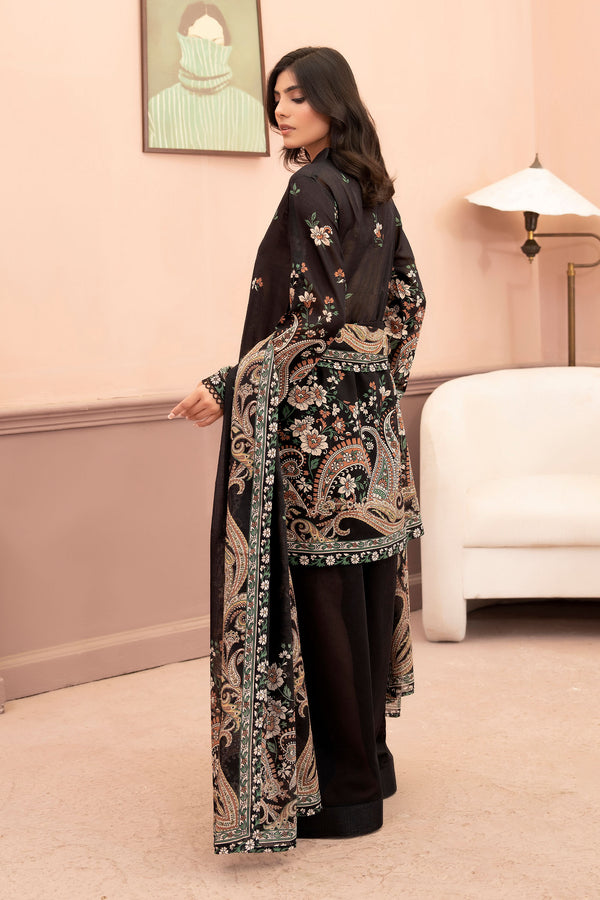 Black 3 Piece Unstitched Premium Printed Lawn