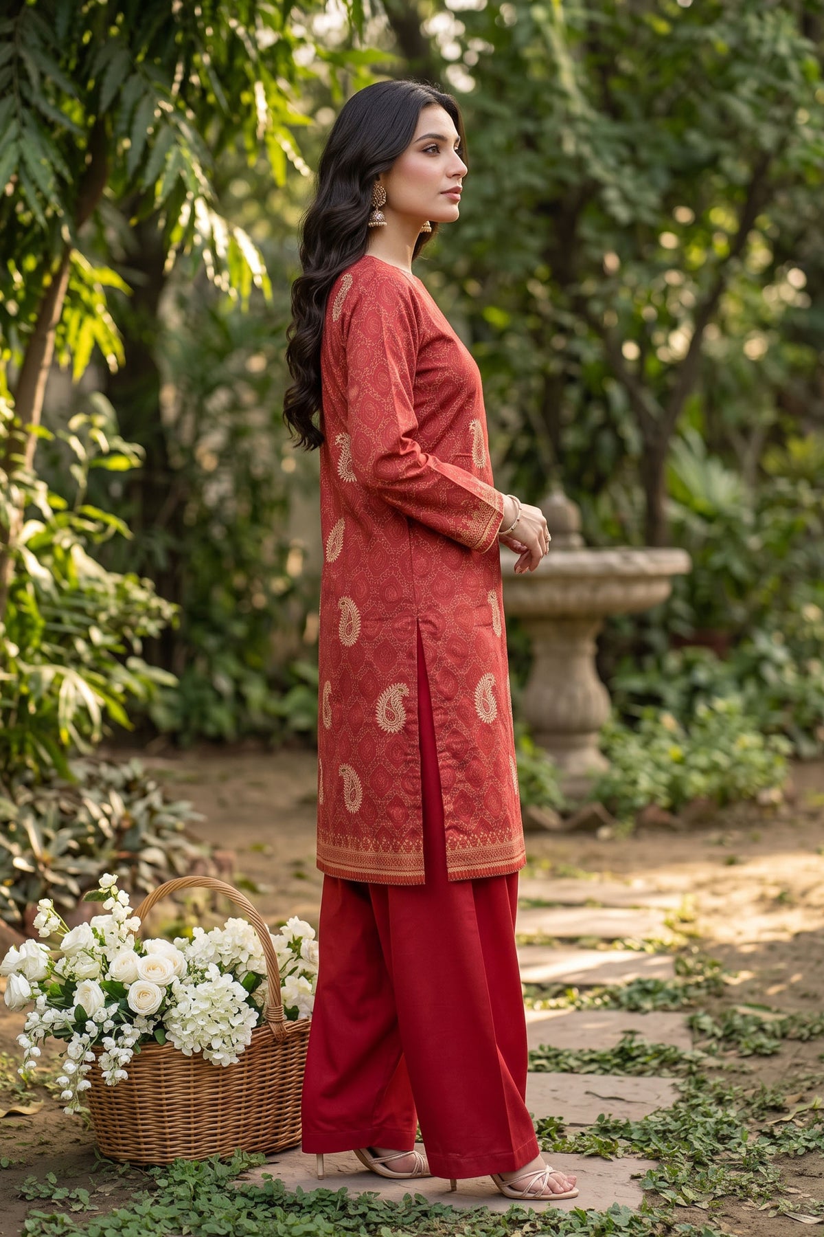 Unstitched 2 Piece Twill Marina Suit - Red