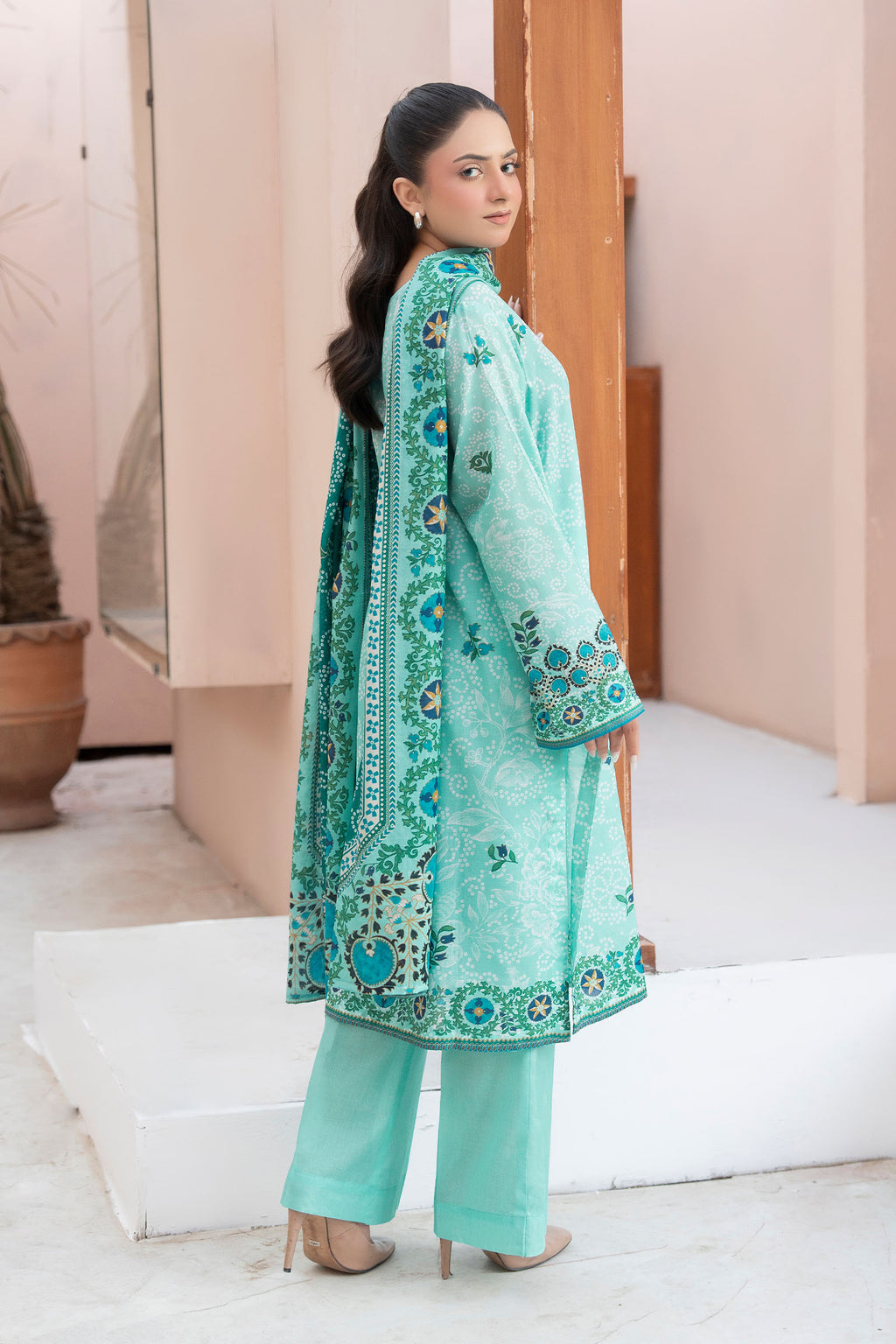 Light Sea Green 3 Piece Unstitched Premium Printed Lawn