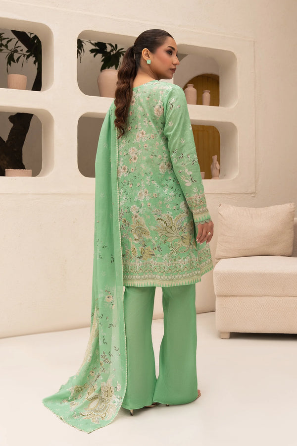 3 Piece Unstitched Sea Green Premium Printed Lawn