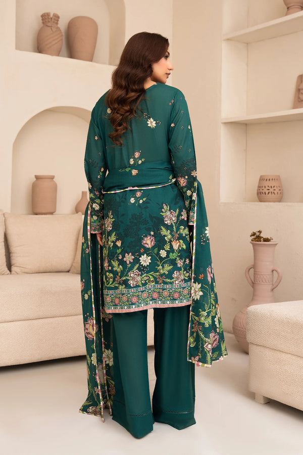3 Piece Unstitched Dark Slate Gray Premium Printed Lawn