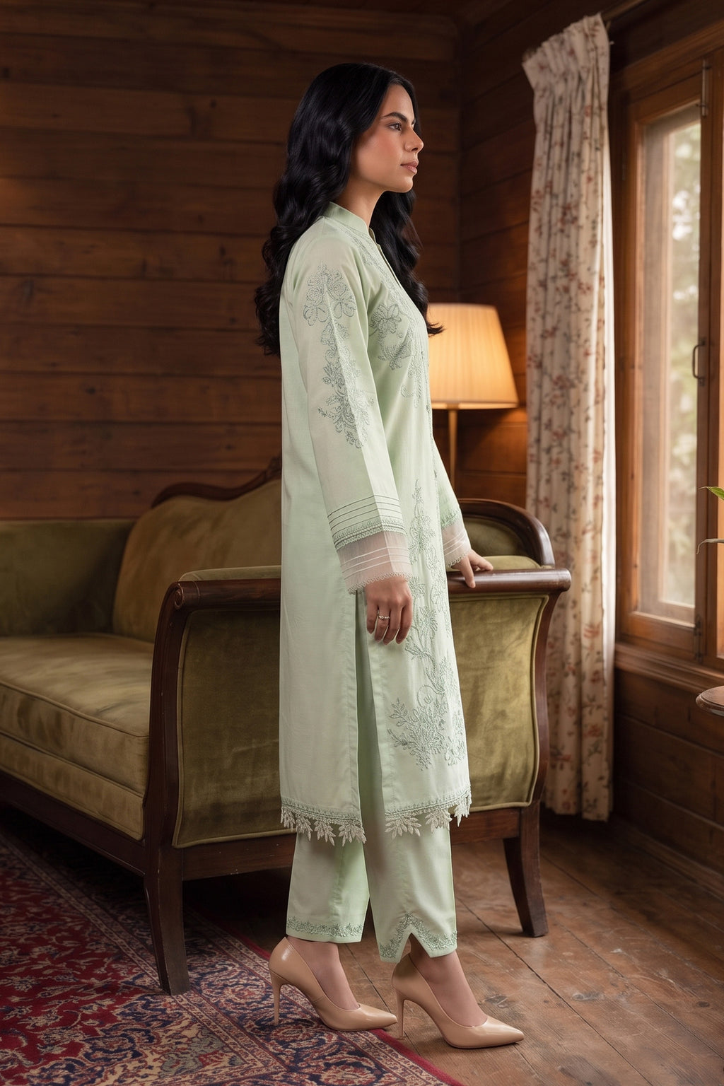 Clay Ash 2 Piece Unstitched Dyed Embroidered Lawn