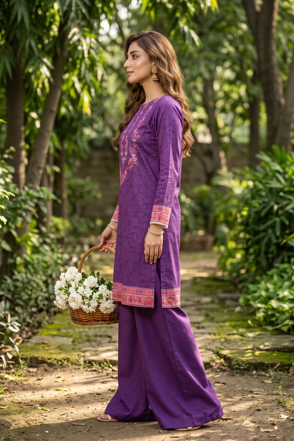 Unstitched 2 Piece Twill Marina Suit - Dark Purple