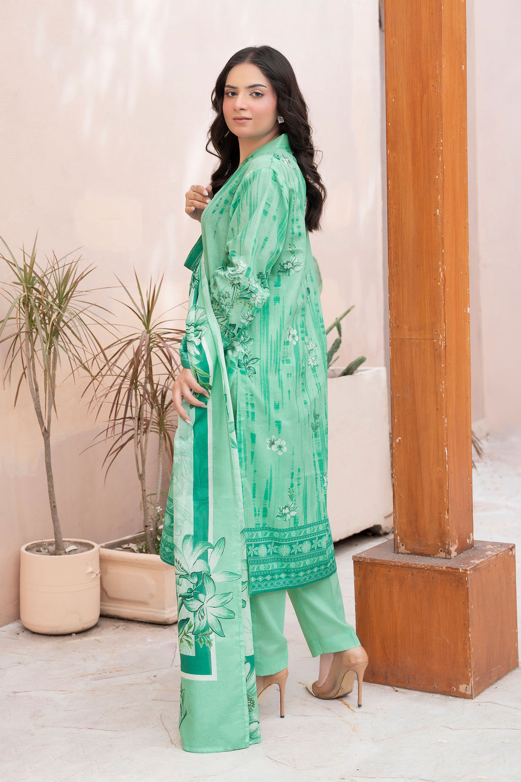 Mint Green 3 Piece Unstitched Premium Printed Lawn