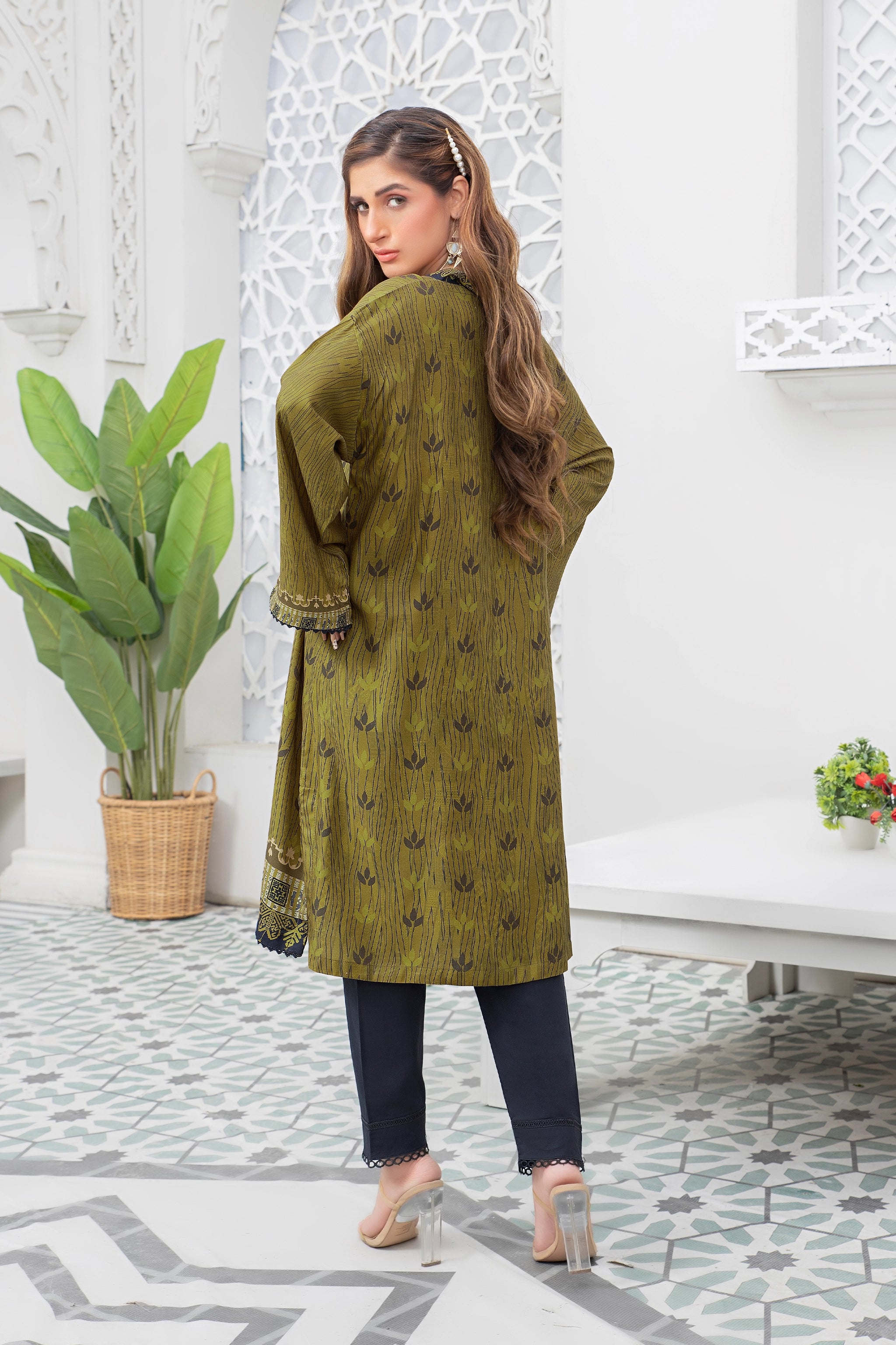 2 piece unstitched Bullet Shell Twill Marina Suit - safa noor marina collection