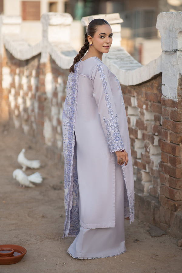 3 Piece Unstitched Lavender Gray Premium Emb Lawn