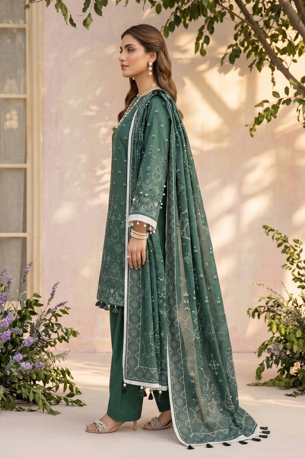 Slate Green 3 Piece Unstitched Premium Printed Lawn