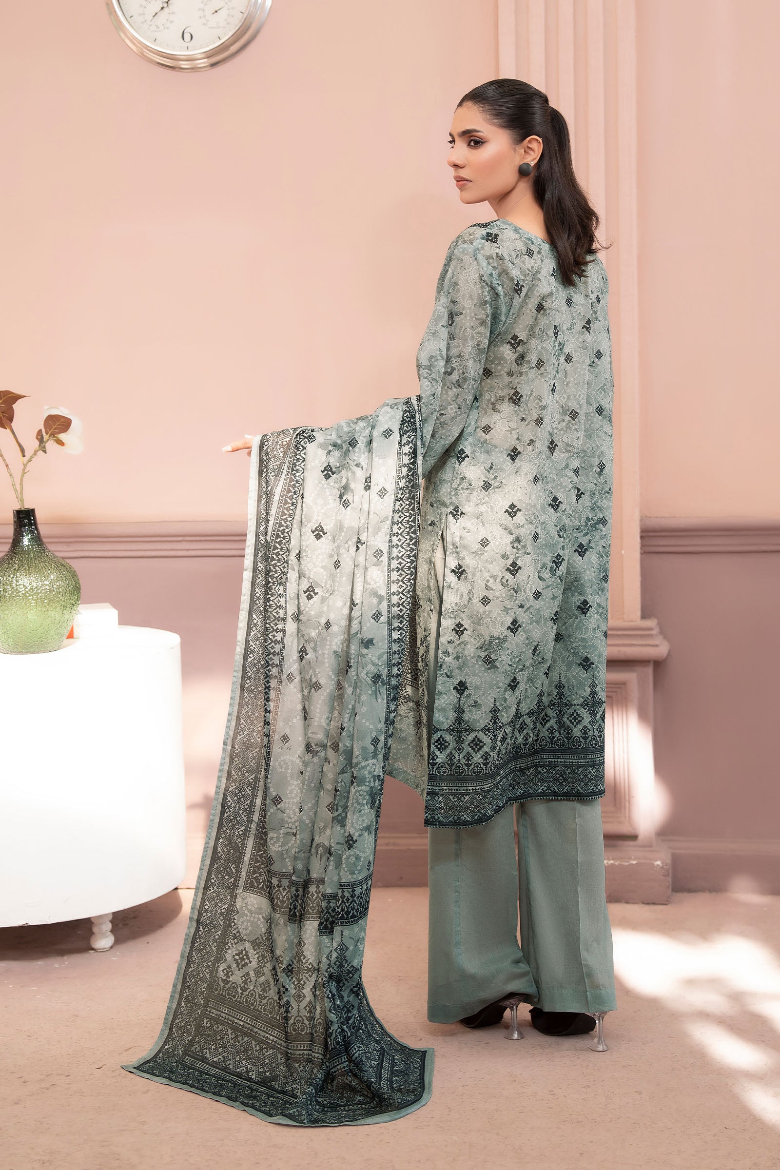 Gray 3 Piece Unstitched Premium Printed Lawn