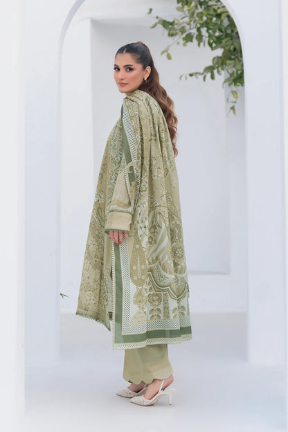 3 Piece Unstitched Pale Oyster Premium Printed Lawn